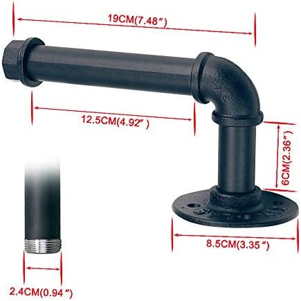 SUNMALL Heavy Duty Iron Pipe Roll Holder - Black Rustic Bathroom Organizer