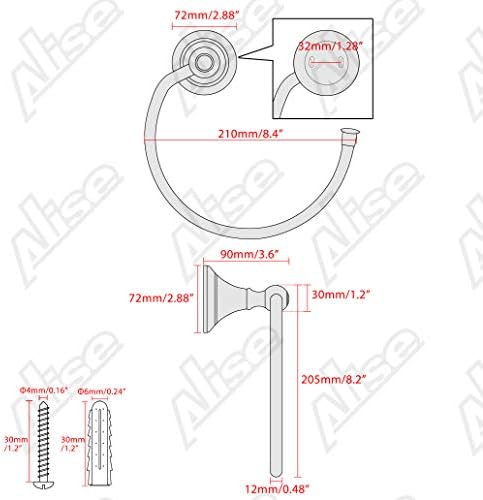 Alise Matte Black Towel Ring for Bathroom