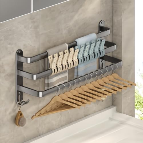 SEIDO 3-Tier Square Towel Rack 24 Inch Wall Mounted Grey Carbon Steel