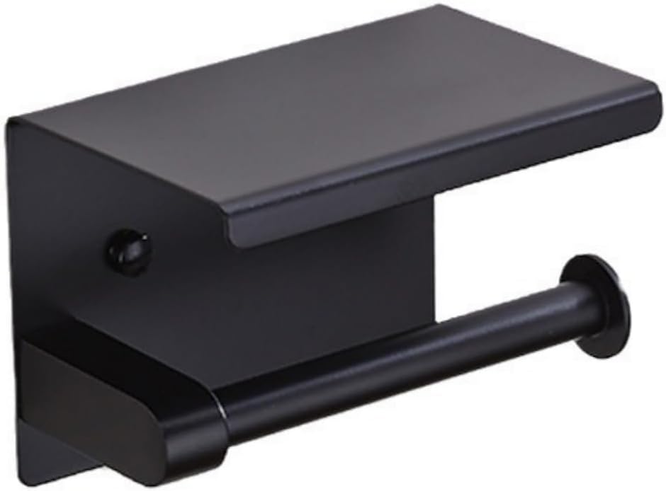 Matte Black Toilet Paper Holder with Phone Shelf 1