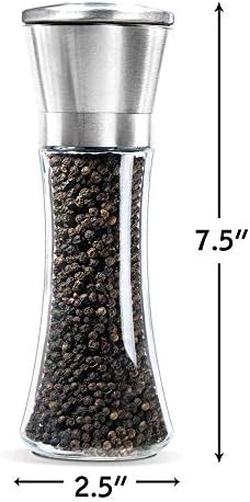 Yugefom Salt Pepper Grinder Set - Glass Stainless Steel
