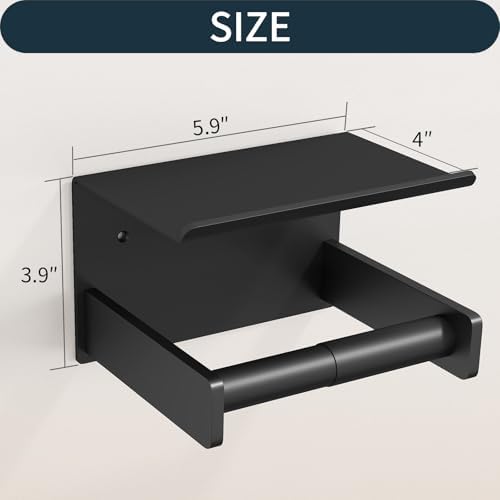 Bethom Toilet Paper Holder Wall Mount Mat black