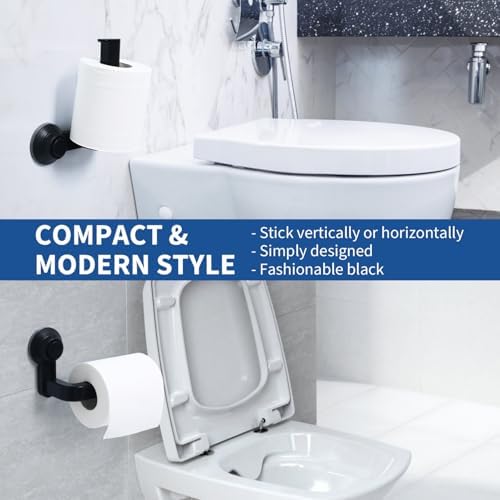 Tofficu Suction Cup Toilet Paper Holder Wall Mount Matte Black