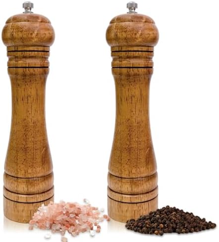 Wooden Salt Pepper Grinder Set with 8 Inch Tall Design 1