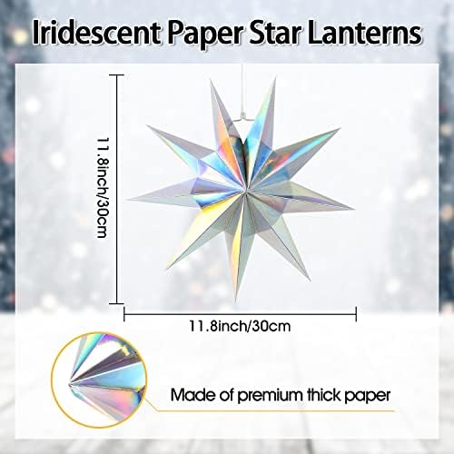 5Pack 9-Pointed Iridescent Paper Star Lanterns 118 Inch