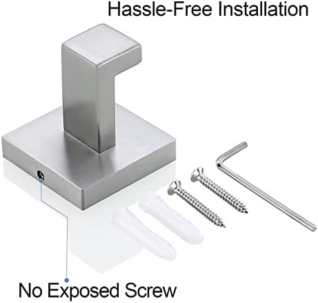 TQKAG Stainless Steel Square Towel Ring Hooks for Bathroom and Kitchen