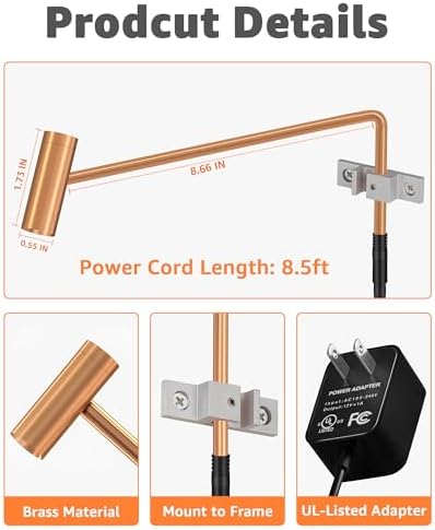 URTOM Dimmable Copper Picture Frame Light with Remote Control and Timer