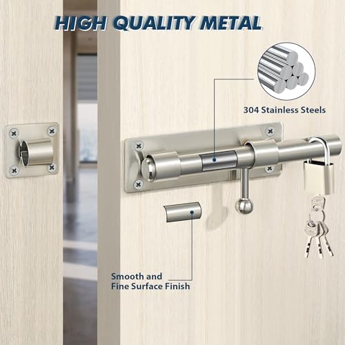 Durable 8-Inch Stainless Steel Slide Bolt Latch