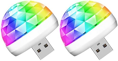 USB Mini Disco Ball Lights with 3 Adapters 2 Packs