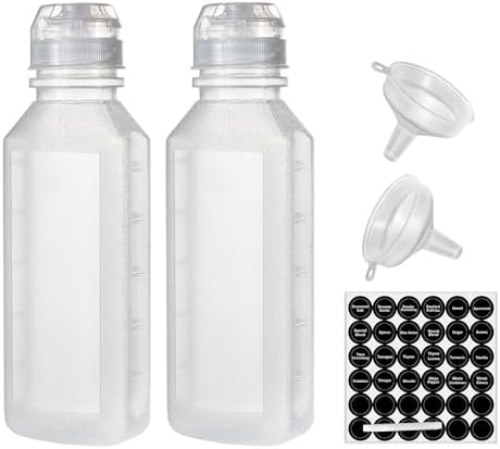 Uceoo 2 Pack Oil Dispenser Bottles with Funnels and Labels