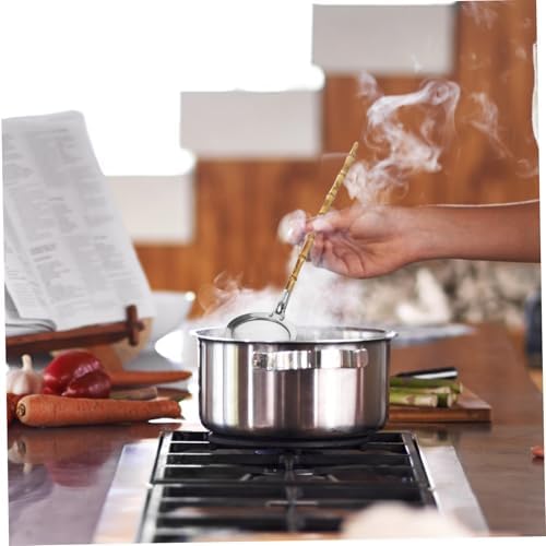 GRIRIW Food-Grade Strainer Ladle with Bamboo Handle