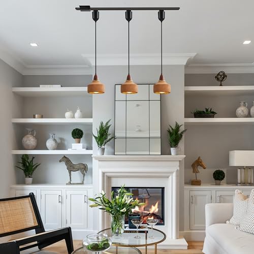 Kiven L Style Track Pendant Light with Brown Ceramic Globe