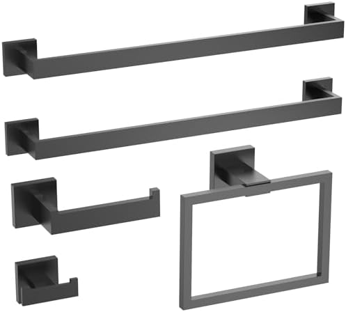 INDARE Matte Black 5-Piece Bathroom Hardware Set