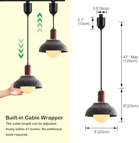 Kiven L Style Track Lighting Pendant with Black Ceramic Shade