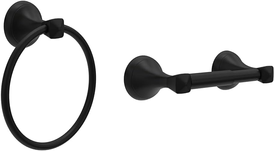 Delta Esato Wall Mount Towel Ring Toilet Paper Holder in Matte Black