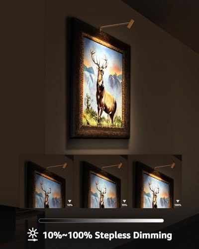 URTOM Dimmable Copper Picture Frame Light with Remote Control and Timer
