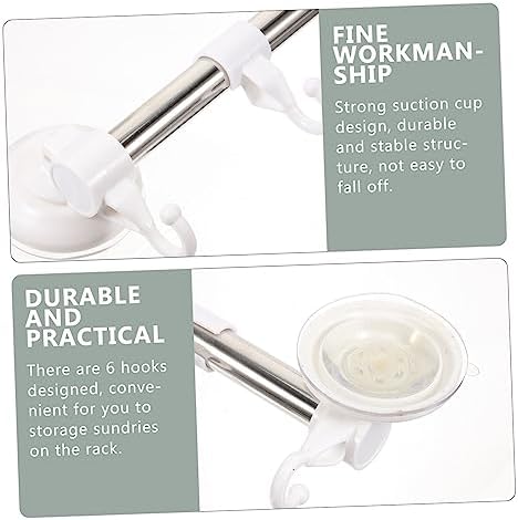 Holibanna Stainless Steel Suction Cup Towel Holder with 6 Hooks