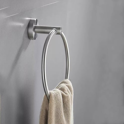 Zephylix Suction Cup Towel Ring 65 Round Stainless Steel Bath Towel Holder Silver