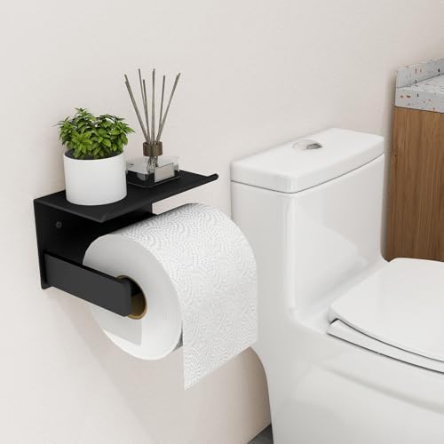 Bethom Toilet Paper Holder Wall Mount Mat black