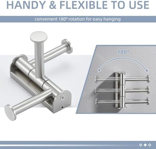 Angle Simple Swivel Towel Hook - 3 Arms Brushed Nickel