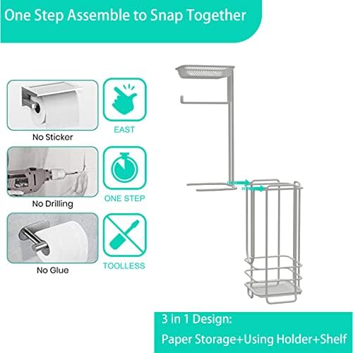 ZCCZ 6305912441 Inch Free Standing Toilet Paper Holder with Shelf