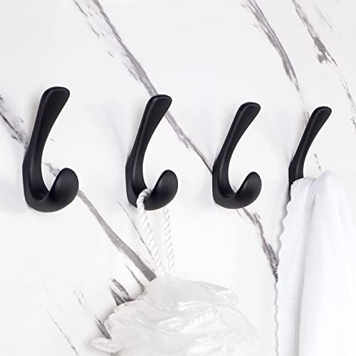 Metaliby 4 Pack Matte Black Towel Hooks for Wall Mount