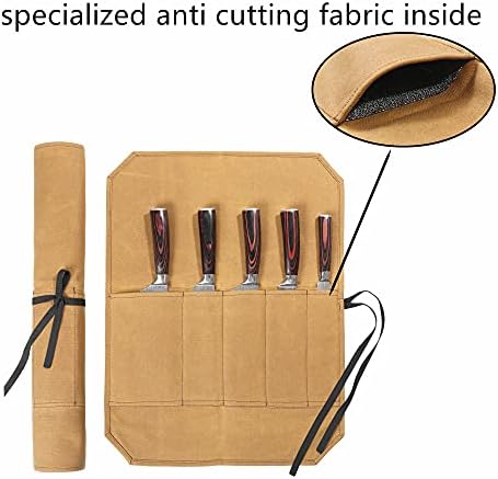 Denifiter Knife Roll - Durable Waxed Canvas with Cut Resistant Lining