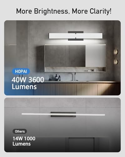 Modern 40W LED Vanity Light Over Mirror Matte Black Dimmable Bathroom Fixture
