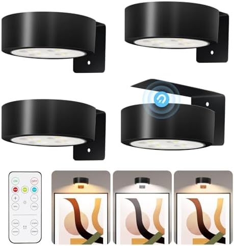 TTQ 4PCS Magnetic Wall Light with 3 Modes Dimmable