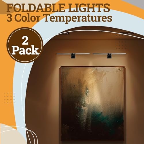 Cotaros 2 Pack Rechargeable Picture Light with Timer and Dimmer Black