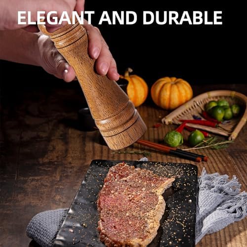 Wooden Salt Pepper Grinder Set with 8 Inch Tall Design 1
