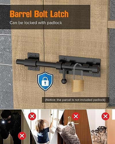 YogePote 77-Inch Barrel Bolt Latch 2-Pack