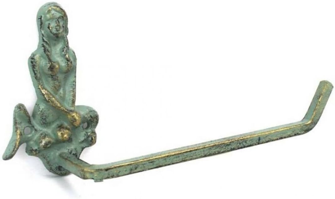 Hampton Nautical Antique Bronze Cast Iron Mermaid Toilet Paper Holder