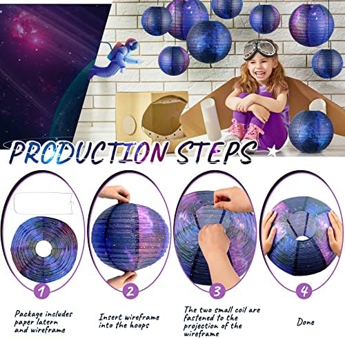 10 Piece Galaxy Print Paper Lanterns 8 Inch 6 Inch
