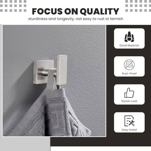 Suyar Bathroom Towel Hook Brushed Nickel 304 Stainless Steel