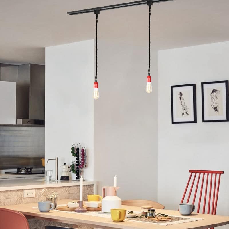 3-Light H Track Pendant Light with Red Ceramic Base
