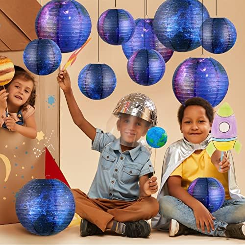 10 Piece Galaxy Print Paper Lanterns 8 Inch 6 Inch