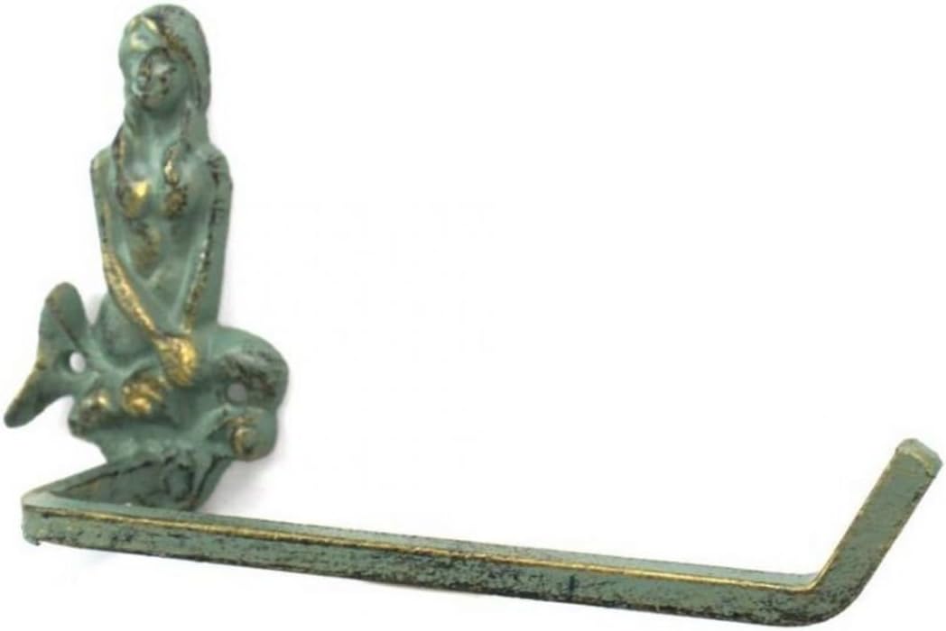 Hampton Nautical Antique Bronze Cast Iron Mermaid Toilet Paper Holder