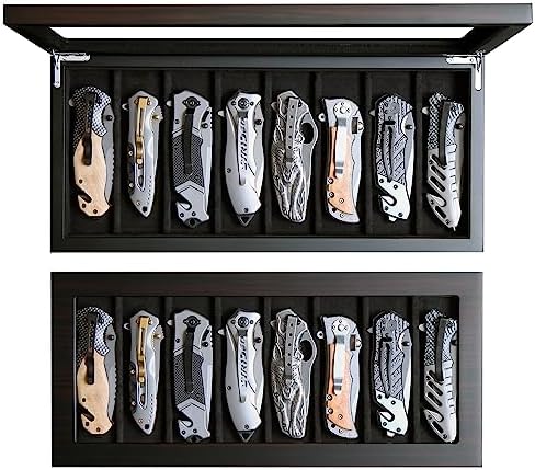 Besforu 8 Pocket Knife Display Case Organizer with Glass Window