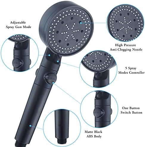 High Pressure Shower Head with 5 Spray Settings
