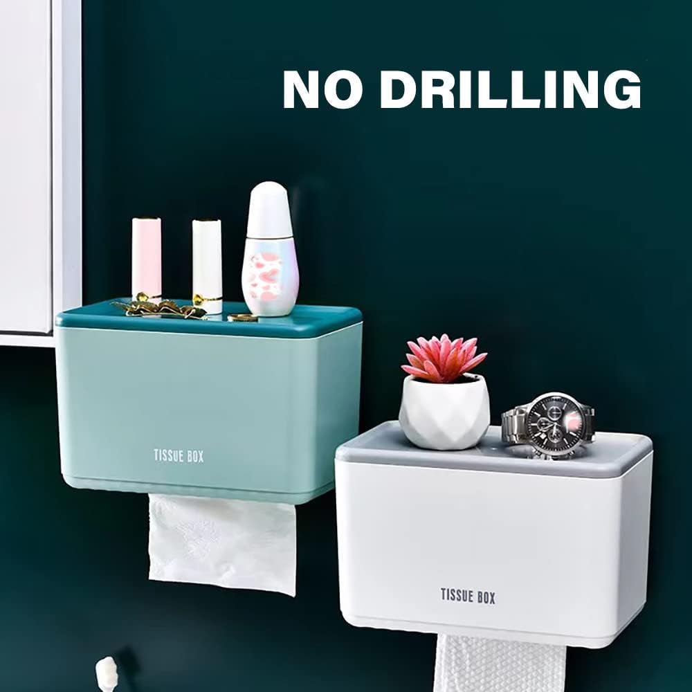 Moegelo Toilet Paper Holder with Phone Shelf Wall Mount Organizer Green