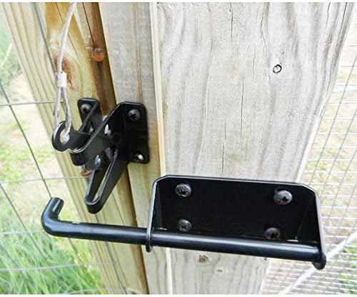 Durable Outswinging Gate Latch with Gravity Security Cable Puller Black