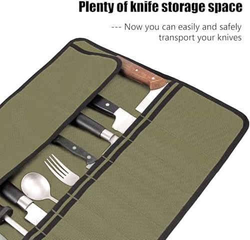 EhrGK Chef Knife Roll Bag with 20 Slots - Army Green