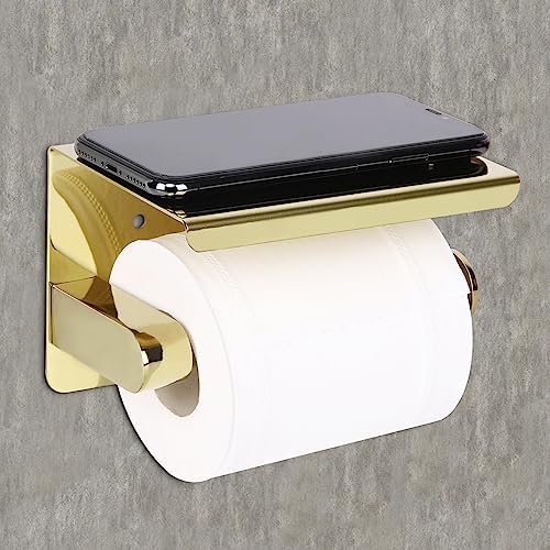 YURINJEE Gold Toilet Paper Holder with Shelf