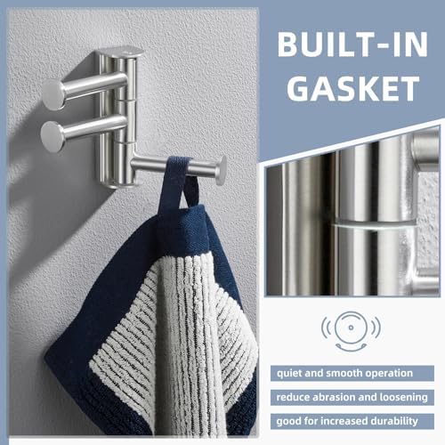 Angle Simple Swivel Towel Hook - 3 Arms Brushed Nickel