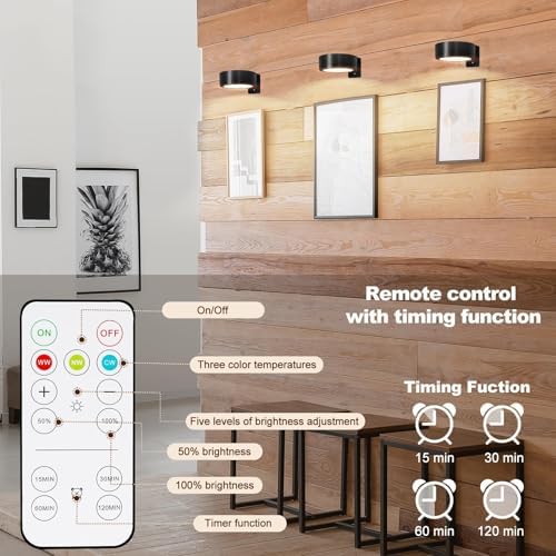 TTQ 4PCS Magnetic Wall Light with 3 Modes Dimmable