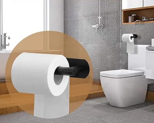 Convenient Black Toilet Paper Holder Batman Style No Drilling Adhesive Wall Mount