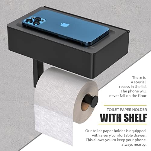 Matte Black Self-Adhesive Toilet Paper Holder