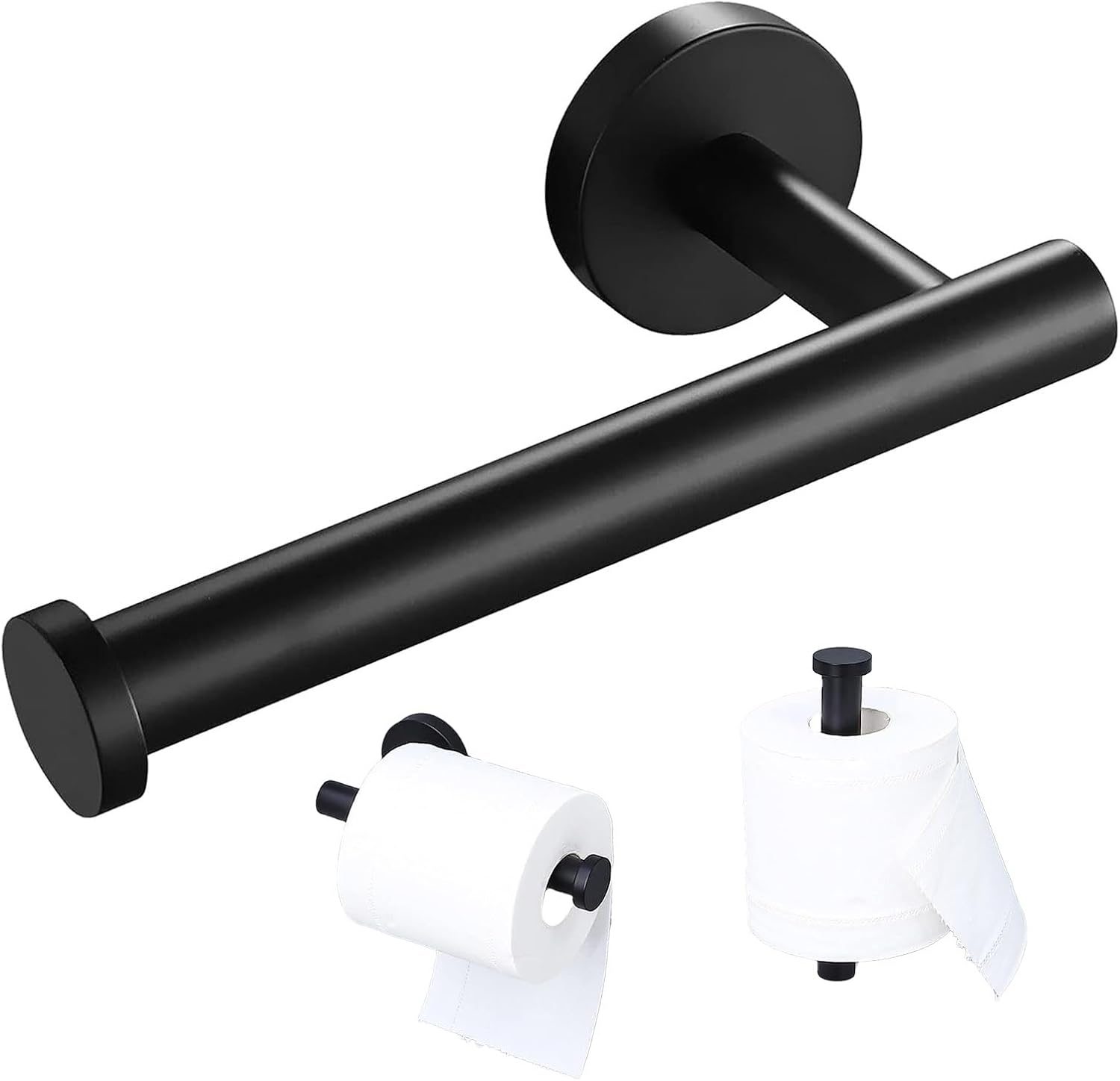 Sturdy Matte Black Stainless Steel Toilet Paper Holder for Bathroom