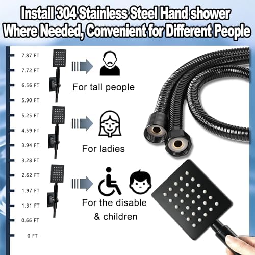 Luxury Black 8 2-in-1 Shower Head Set
